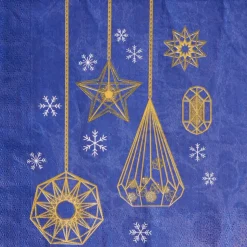 Serviette en papier bleu motif doré x20