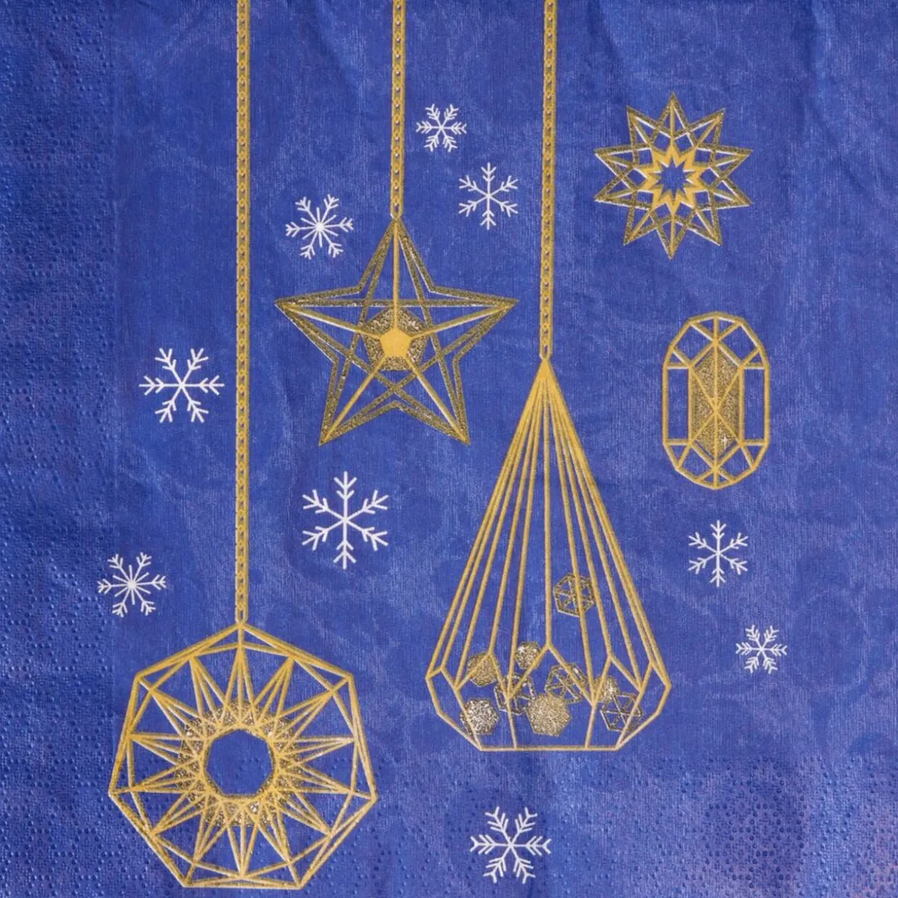 Serviette en papier bleu motif doré x20