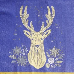Serviette en papier bleu motif cerf doré x20 < Gifi Sale