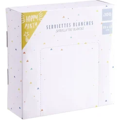 Serviette en papier carré uni blanc x100