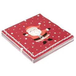 Serviette en papier 3 plis X20 pcs imprimé Père Noël L33X33 cm rouge