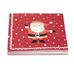 Serviette en papier 3 plis X20 pcs imprimé Père Noël L33X33 cm rouge