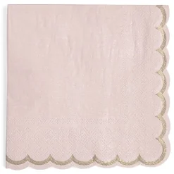 Serviette en papier rose et bord doré x 16