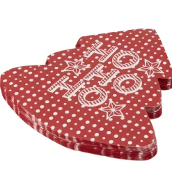 Serviette en papier X20 pcs forme sapin imprimé "HoHoHo" 16X16 cm rouge < Gifi Online