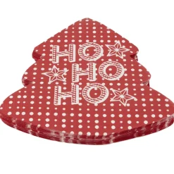 Serviette en papier X20 pcs forme sapin imprimé "HoHoHo" 16X16 cm rouge < Gifi Online