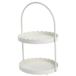 Serviteur salle de bain rond à poser 2 niveaux bord festoné métal Ø20xH34,5cm (3 modèles) < Gifi Hot