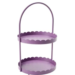 Serviteur salle de bain rond à poser 2 niveaux bord festoné métal Ø20xH34,5cm (3 modèles) < Gifi Hot