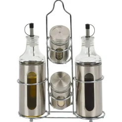 Set assaisonnement 4en1 en verre et inox gris < Gifi Best
