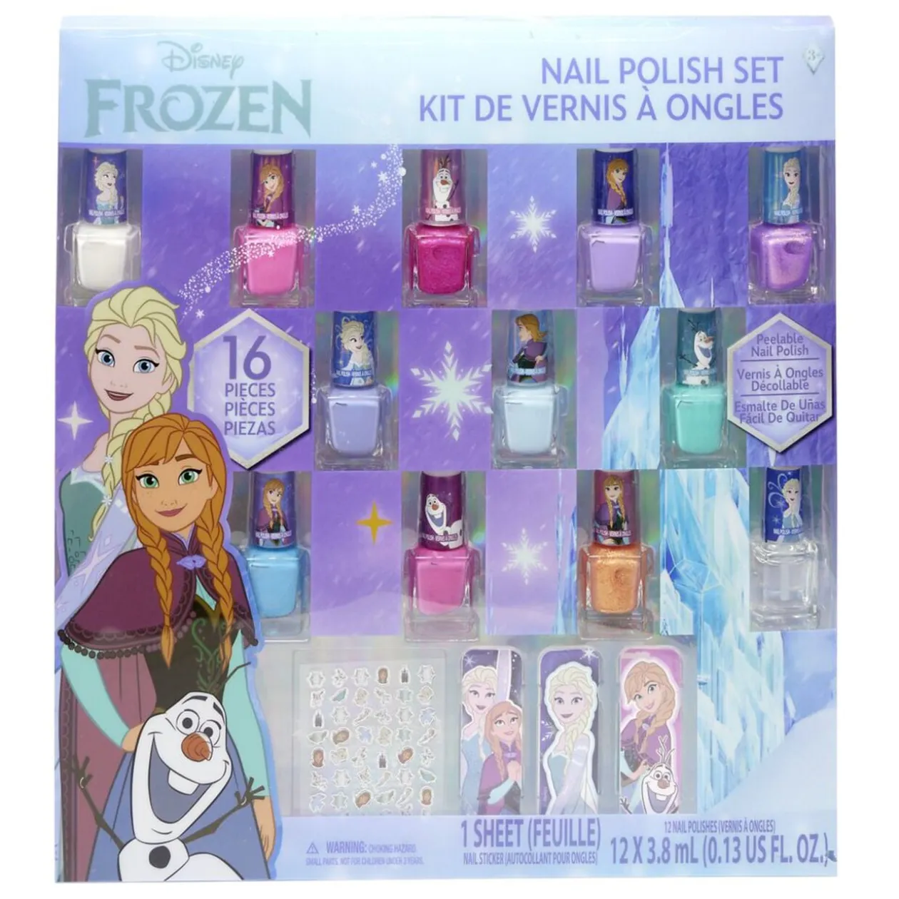 Set beauté enfant vernis nail art et 16 accessoires licences 29,5x29,5cm