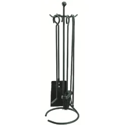 Set cheminée 4 accessoires pelle balayette pince tisonnier métal