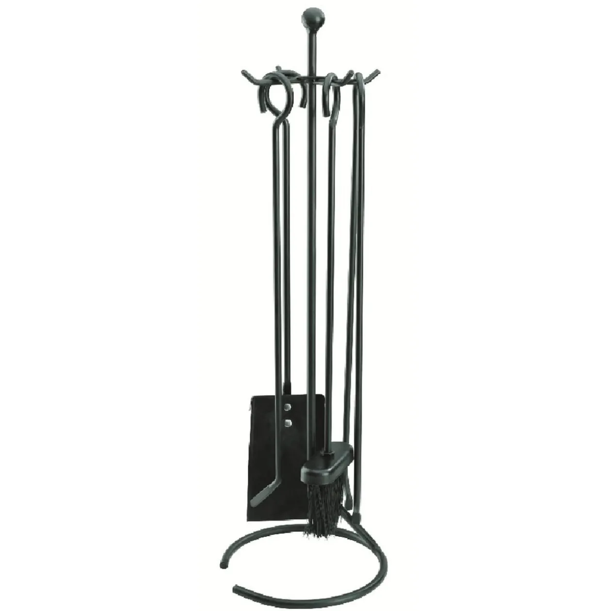 Set cheminée 4 accessoires pelle balayette pince tisonnier métal