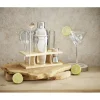 Set à cocktail acier avec support bois 6 pièces