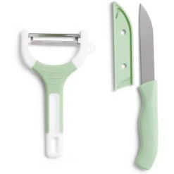 Set couteau et éplucheur inox et plastique - 3 modèles