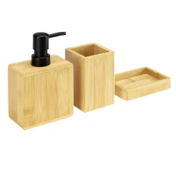 Set de 3 accessoires de salle de bain en bambou