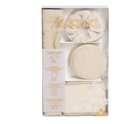 Set de bain femme avec serviette/disque démaquillant/chouchou/bandeau