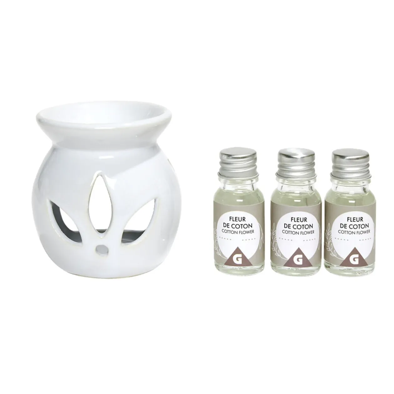 Set de brûleur et 3 huiles essentielles - 4 parfums