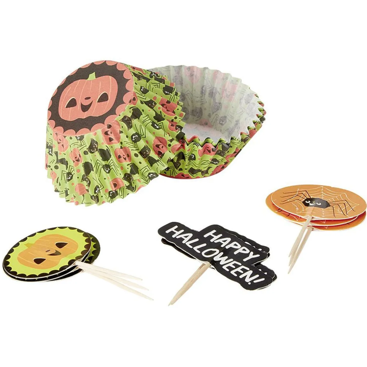 Set de caissettes à muffin + piques décor Halloween - 24 pièces < Gifi