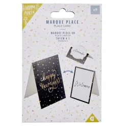 Set de marque place x8 et menu en papier noir Happy New Year L11xH30,4cm