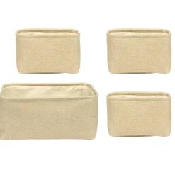 Set de 4 panières tissu bouclette blanc 2 tailles 36x16xH26cm et 23x16xH14cm < Gifi Clearance