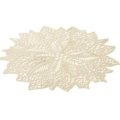 Set de table ajouré motif végétal Noël PVC Ø40 cm jaune doré < Gifi Sale