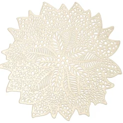 Set de table ajouré motif végétal Noël PVC Ø40 cm jaune doré < Gifi Sale