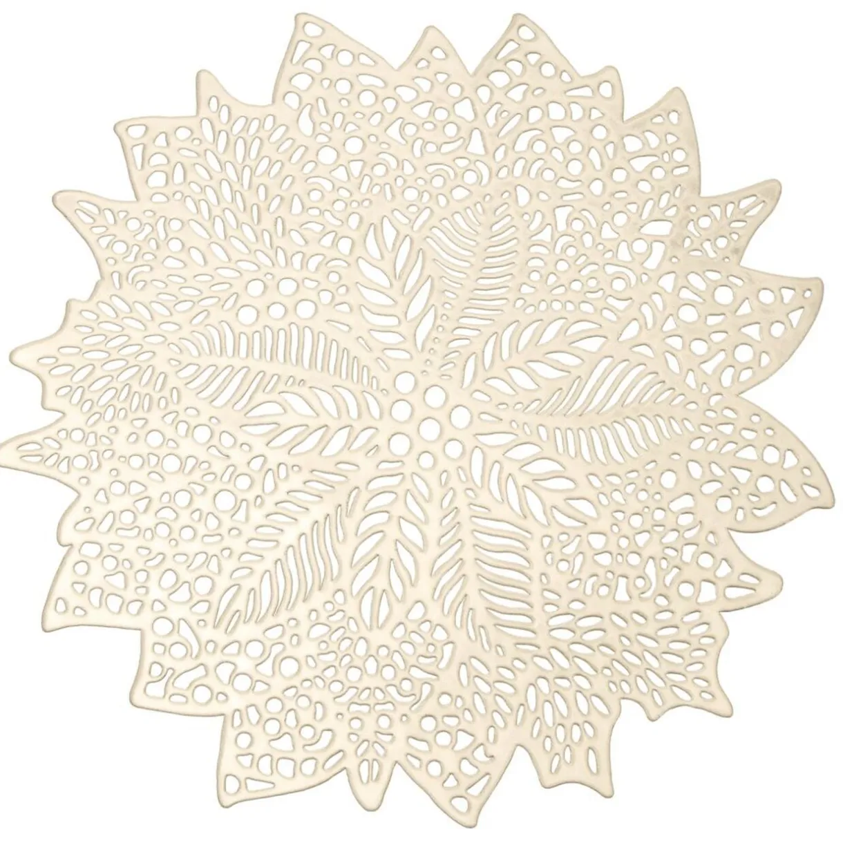 Set de table ajouré motif végétal Noël PVC Ø40 cm jaune doré < Gifi Sale
