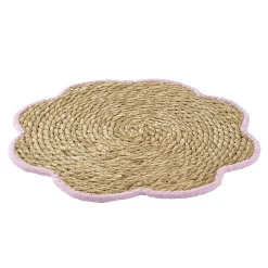 Set de table jonc de mer tressé et coton forme fleur contour rose Ø38cm < Gifi Sale