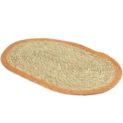 Set de table ovale jute naturel et bord orange 30x45cm < Gifi Discount