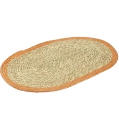 Set de table ovale jute naturel et bord orange 30x45cm < Gifi Discount