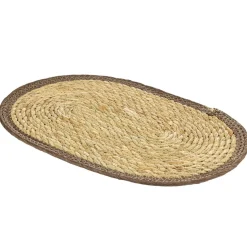 Set de table ovale jute naturel et bord marron 30x45cm
