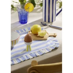 Set de table rectangulaire bord à volant motif rayure polycoton 30x45cm (3 modèles) < Gifi