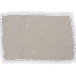 Set de table rectangulaire coton taupe et bord dentelle < Gifi Best