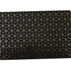 Set de table rectangulaire plastique imprimé géométrique noir doré