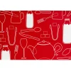 Set de table rectangulaire plastique rouge et blanc cuisine