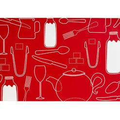 Set de table rectangulaire plastique rouge et blanc cuisine