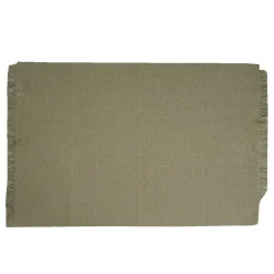Set de table rectangulaire vert kaki uni 30x45cm rebord frange