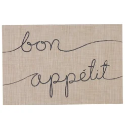 Set de table restangulaire plastique beige Bon appétit