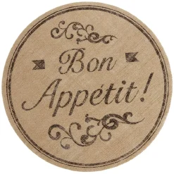 Set de table rond en jute avec inscription bon appétit