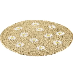 Set de table rond en jute motifs marguerites Ø38cm