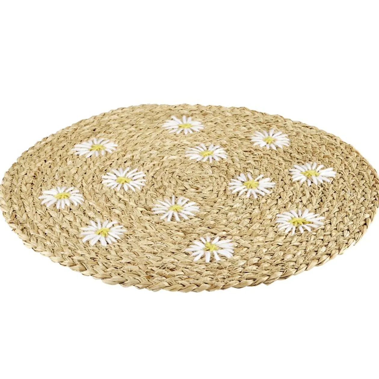 Set de table rond en jute motifs marguerites Ø38cm