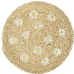 Set de table rond en jute motifs marguerites Ø38cm
