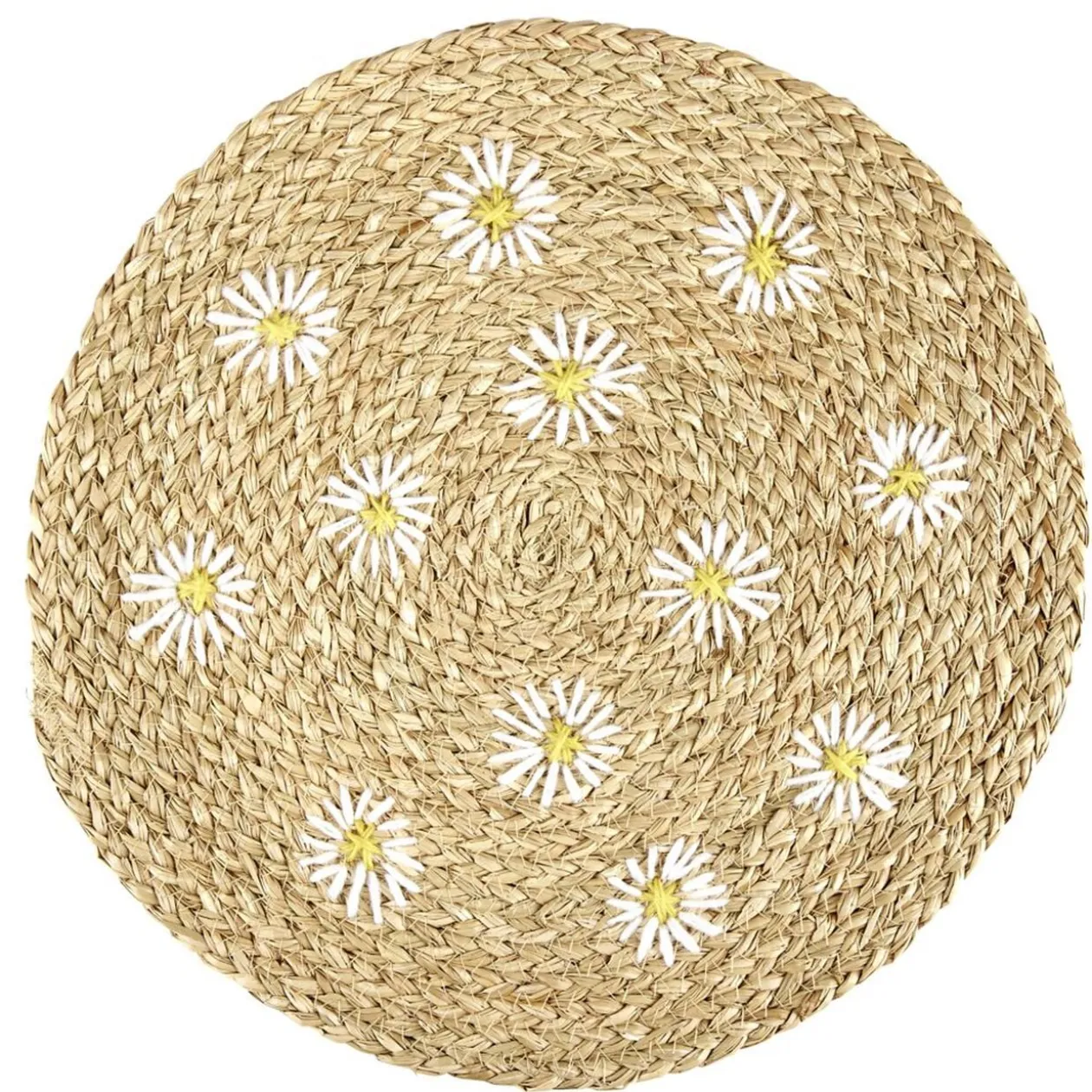 Set de table rond en jute motifs marguerites Ø38cm