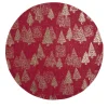 Set de table rond en jute naturel motifs sapins rouges Ø38cm