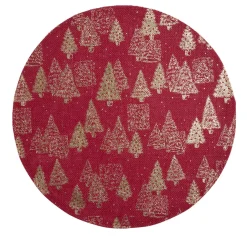 Set de table rond en jute naturel motifs sapins rouges Ø38cm