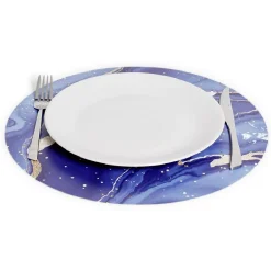 Set de table rond motif marbre rose ou bleu Ø38cm < Gifi Hot