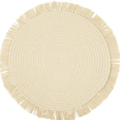 Set de table rond polycoton et frange Ø42cm (3 modèles)