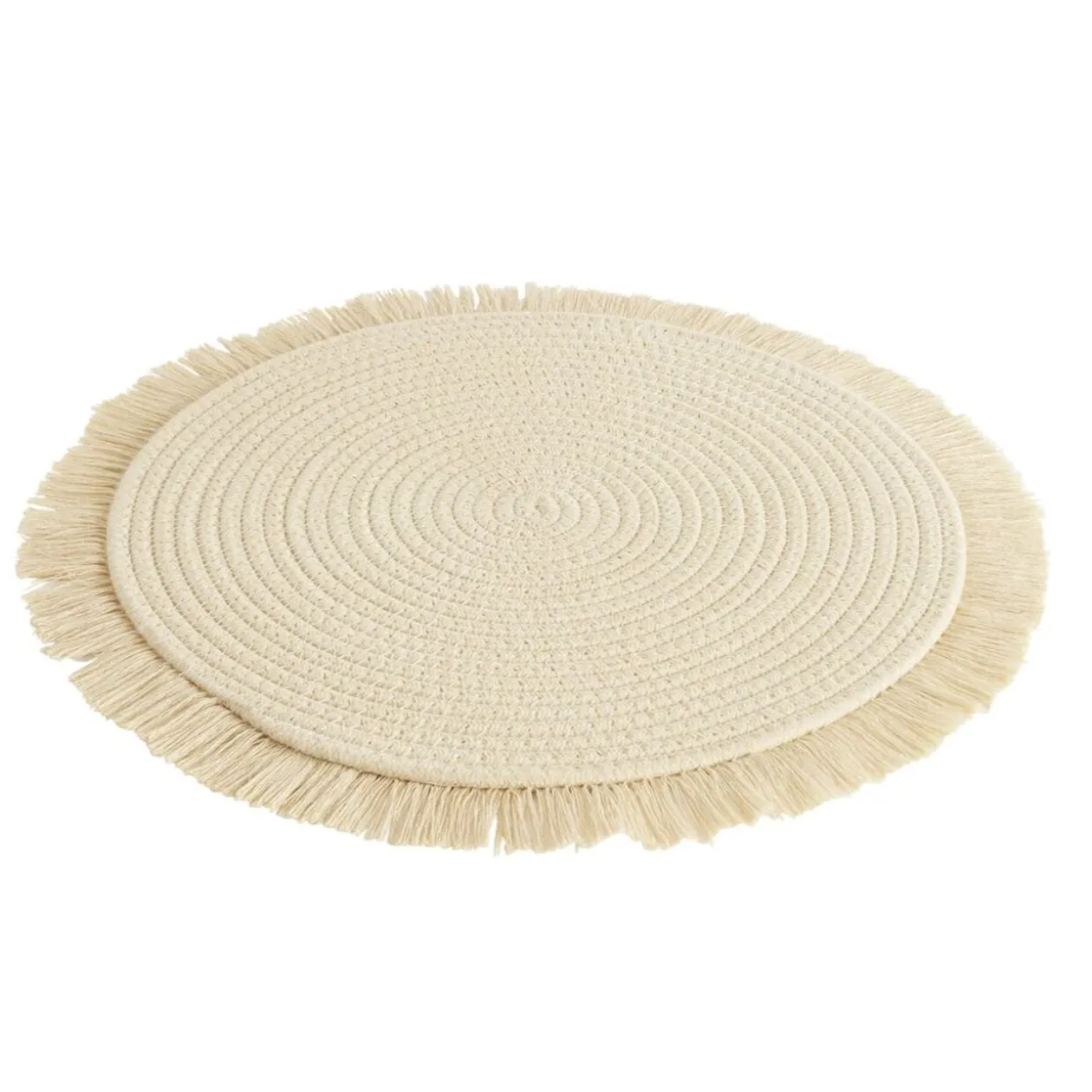 Set de table rond polycoton et frange Ø42cm (3 modèles)