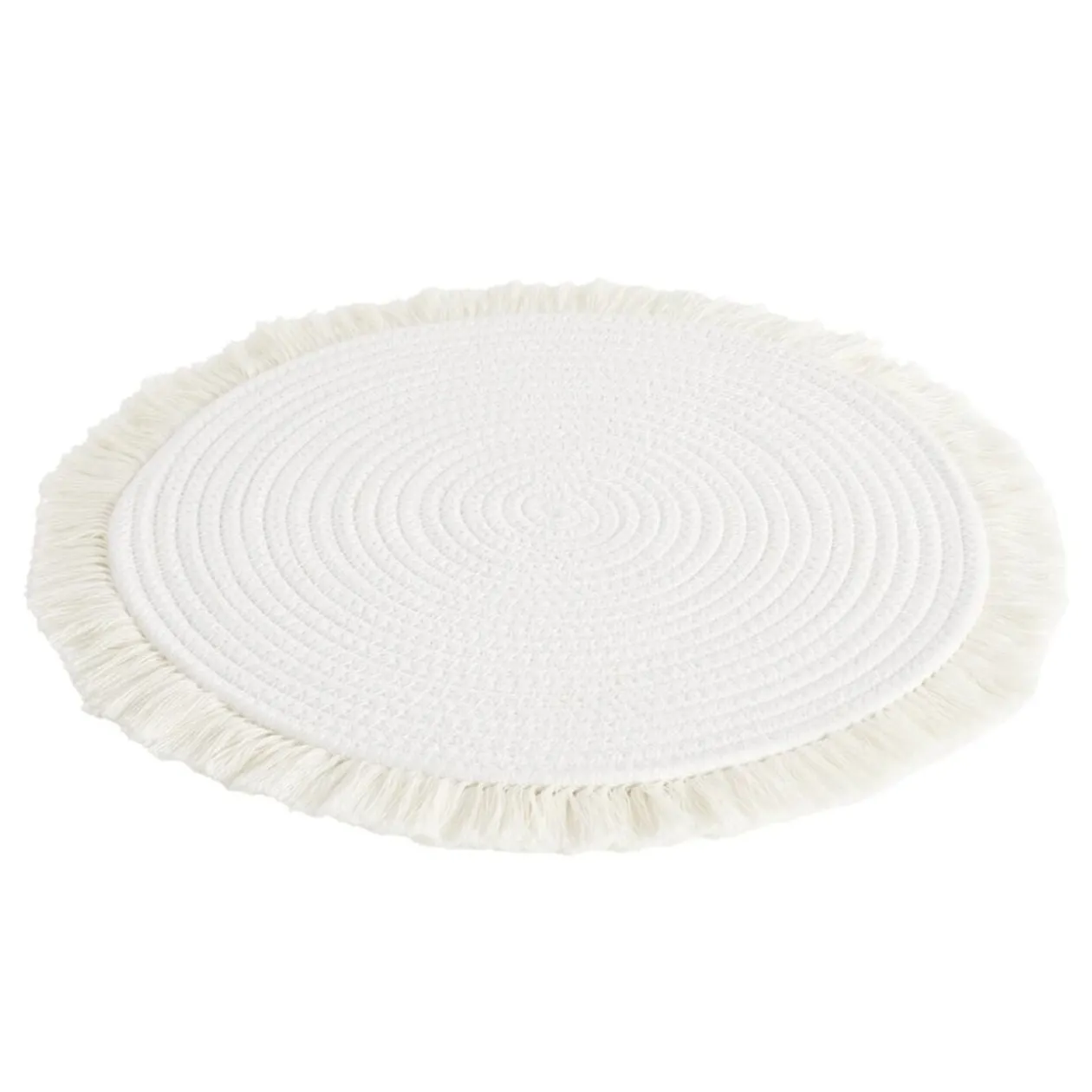 Set de table rond polycoton et frange Ø42cm (3 modèles)