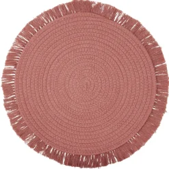 Set de table rond polycoton et frange Ø42cm (3 modèles)