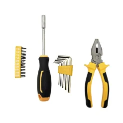 Set d'outillage pour bricolage 17 pièces métal et plastique orange